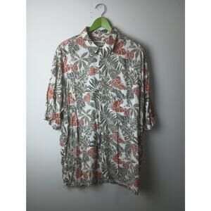 Men's Campia Rayon Leaf Print Button Up Shirt Camping XXL Vacation‎
